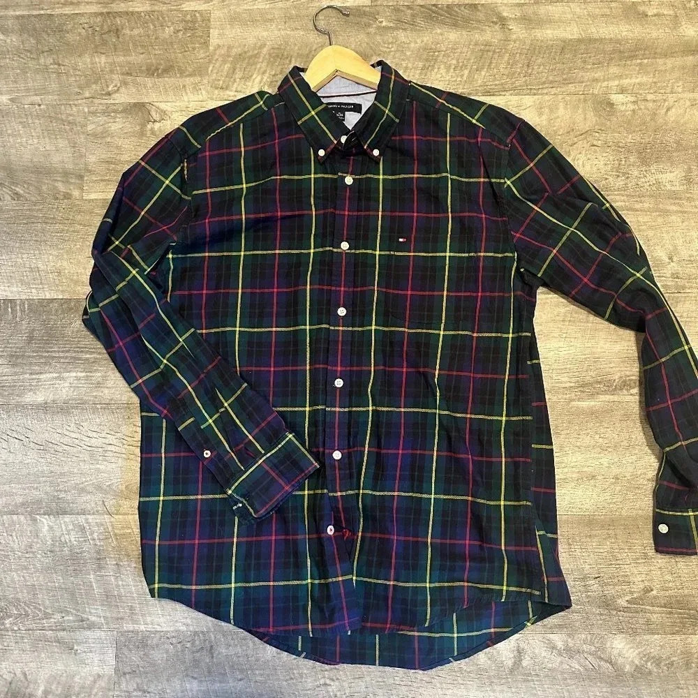 Tommy Hilfiger Classic Plaid Shirt in Cotton Blend Size XL